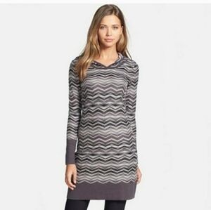 XS Prana gray long sleeve hoodie sweater dress hooded tunic long
